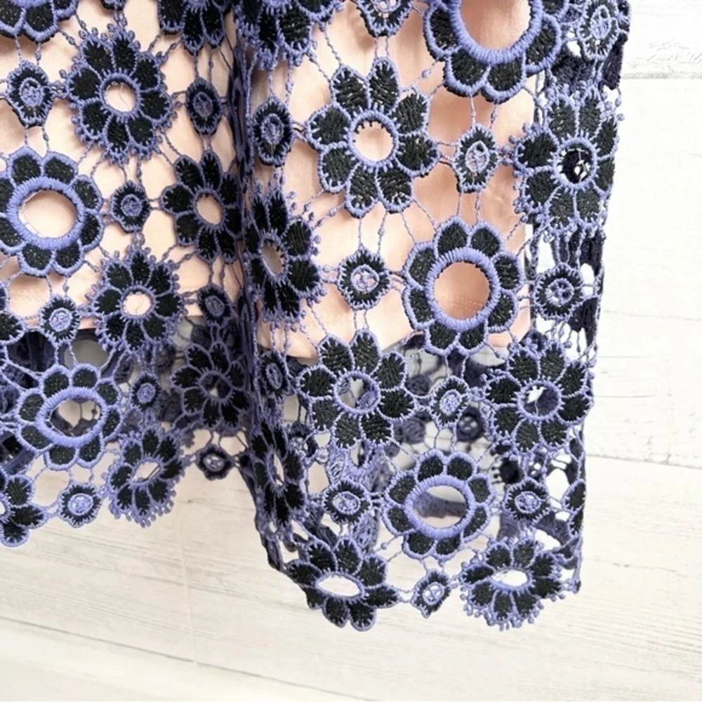 Just Me Lavender and Black Overlay Floral Lace Ruffle Dress - Picture 10 of 17